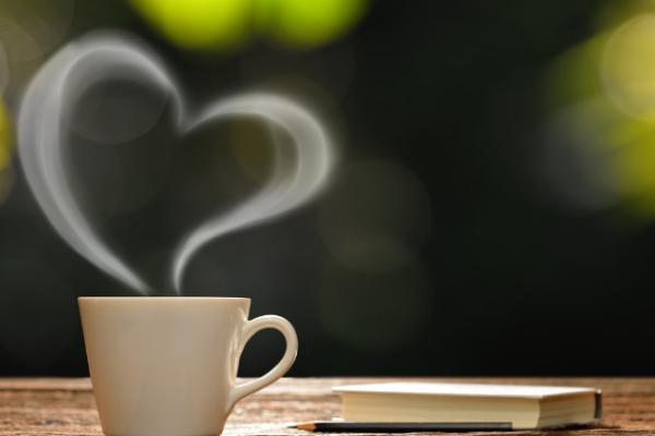 calendar coffee cup with heart and book